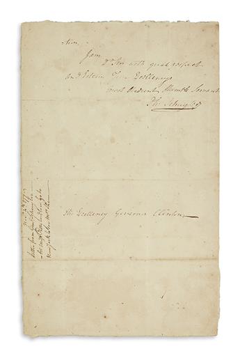 (AMERICAN REVOLUTION.) SCHUYLER, PHILIP. Autograph Letter Signed, Ph. Schuyler, to Governor George Clinton,